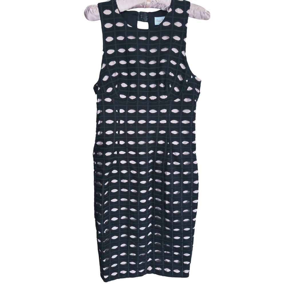 VTG Tracy Reese Sleeveless Sheath Dress Size 6 Black Old Money Classic Cocktail